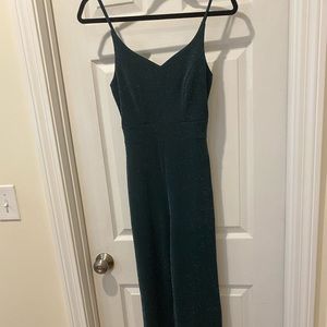 Forever 21 Metallic Cami Jumpsuit Hunter Green